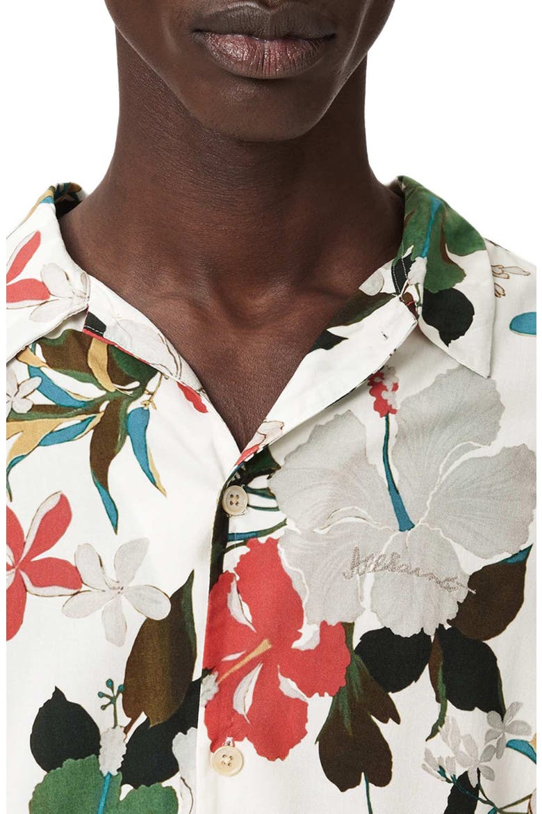 Koh Chang Floral Short Sleeve Cotton Button-Up Shirt, Alternate, color, OFF WHITE