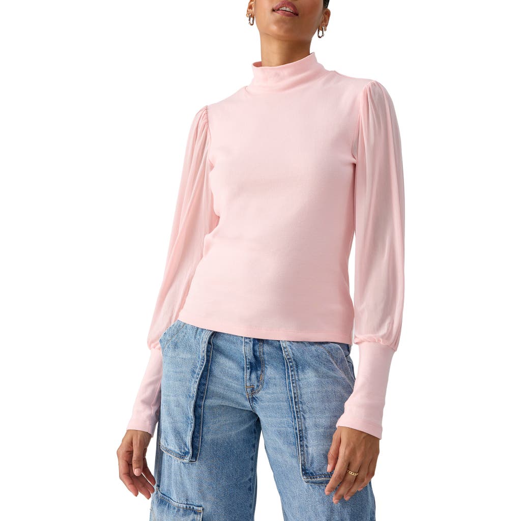 Sanctuary On My Mind Mesh Sleeve Mock Neck Top In White