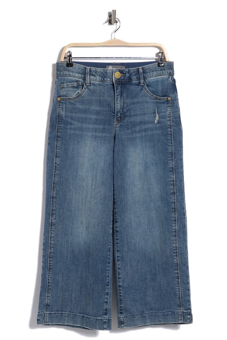 Double Side Seam Crop Wide Leg Jeans, Main, color, MID BLUE ARTISINAL