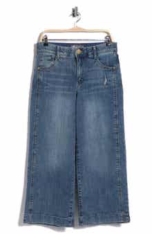 Double Side Seam Crop Wide Leg Jeans
