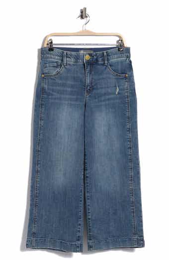 Double Side Seam Crop Wide Leg Jeans