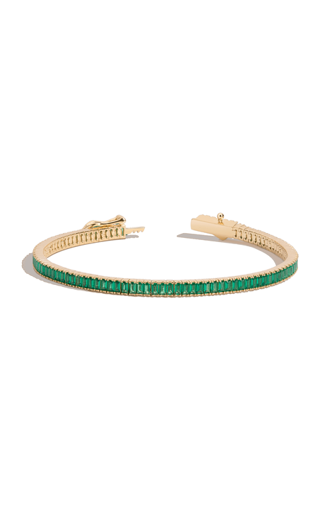 Lab Grown Emerald Baguette Tennis Bracelet