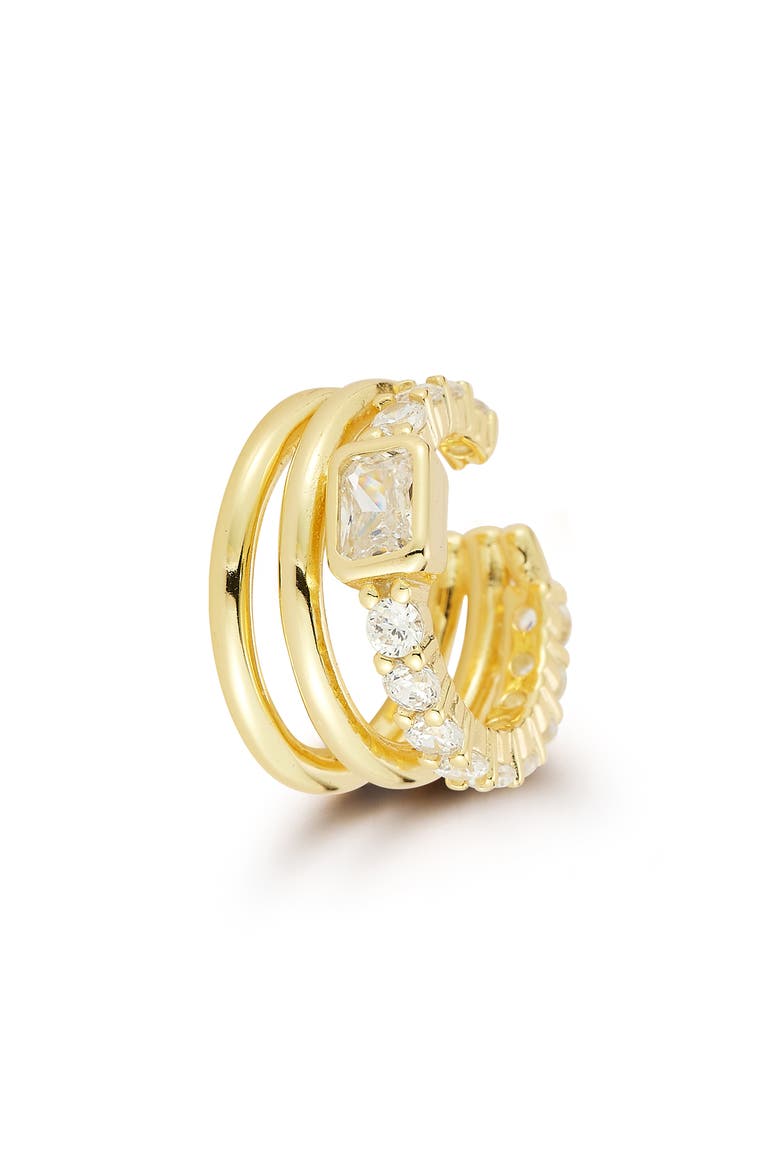 Cubic Zirconia Tiered Ear Cuff, Alternate, color, GOLD