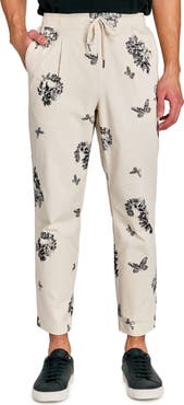 CONSTRUCT Slim Fit Skull Pleated Drawstring Pants