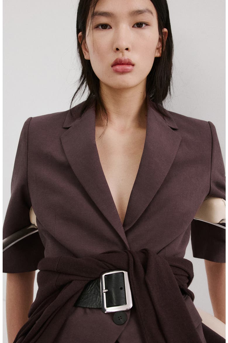 Argelia Belted Short Sleeve Blazer, Alternate, color, PURPLE