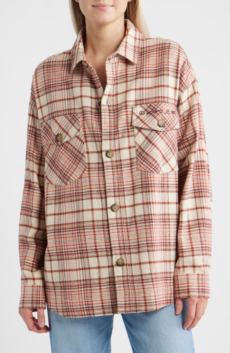 Rip Curl Shore Break Flannel Shirt, Alternate, color, Rust