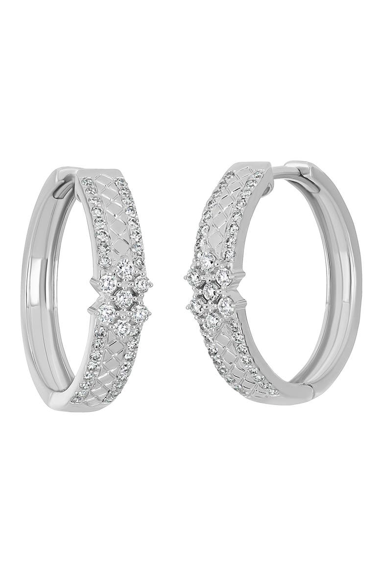 Rita 18k Gold Diamond Hoop Earrings, Main, color, 18KW