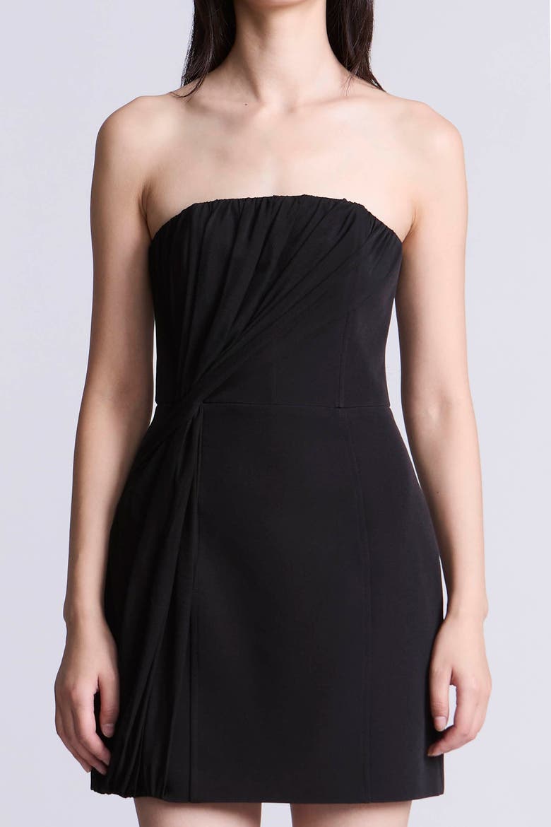 Draped Tulle Crepe Cocktail, Alternate, color, Black