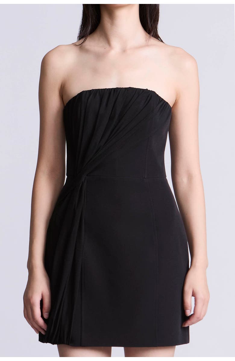 BCBGMAXAZRIA Draped Tulle Crepe Cocktail, Alternate, color, Black