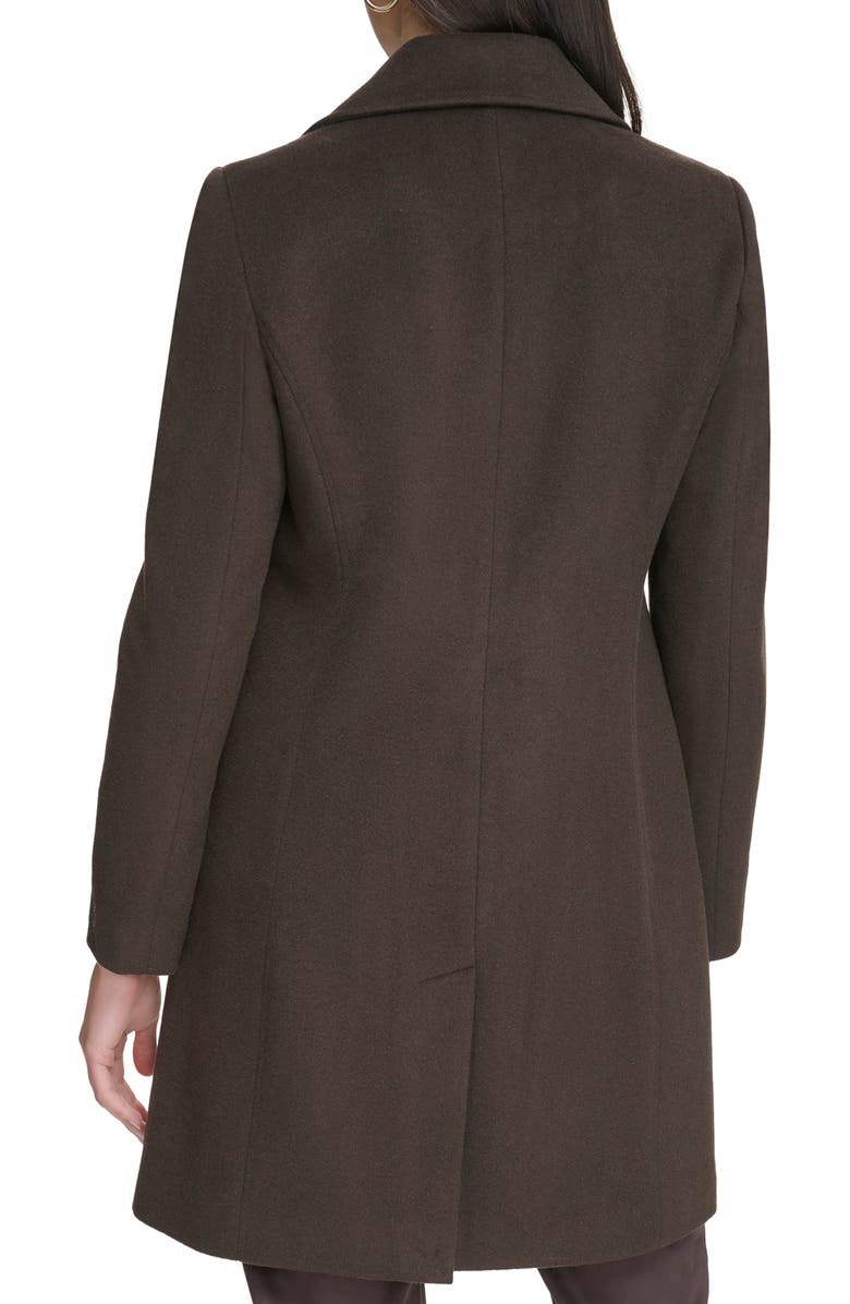 Calvin Klein Notch Wool Blend Coat, Alternate, color, Chocolate