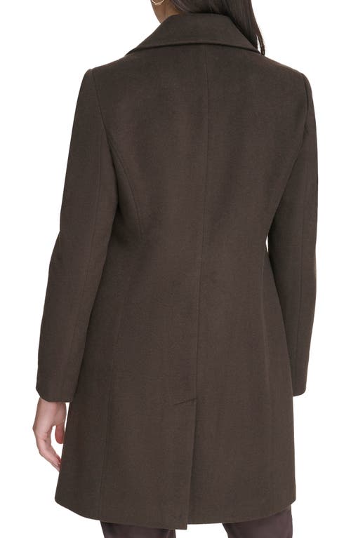 Calvin Klein Notch Wool Blend Coat In Brown