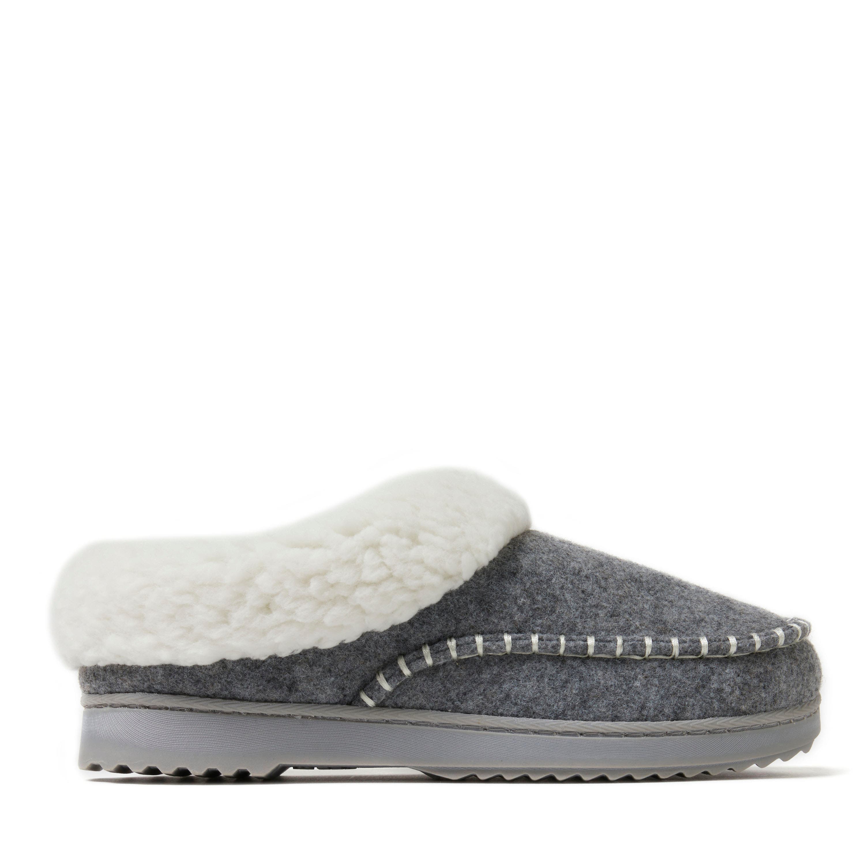DEARFOAMS Nyla Felted Plaid Moccasin Toe Clog Slipper, Alternate, color, Light Heather Grey