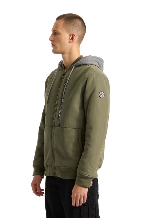 Ecko Unltd Men's Don't Give Up Sherpa Varsity Jacket In Olive