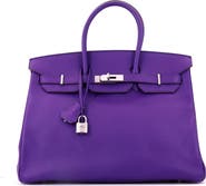 Pre-Owned Hermes Birkin Handbag Purple Epsom with Palladium Hardware 35