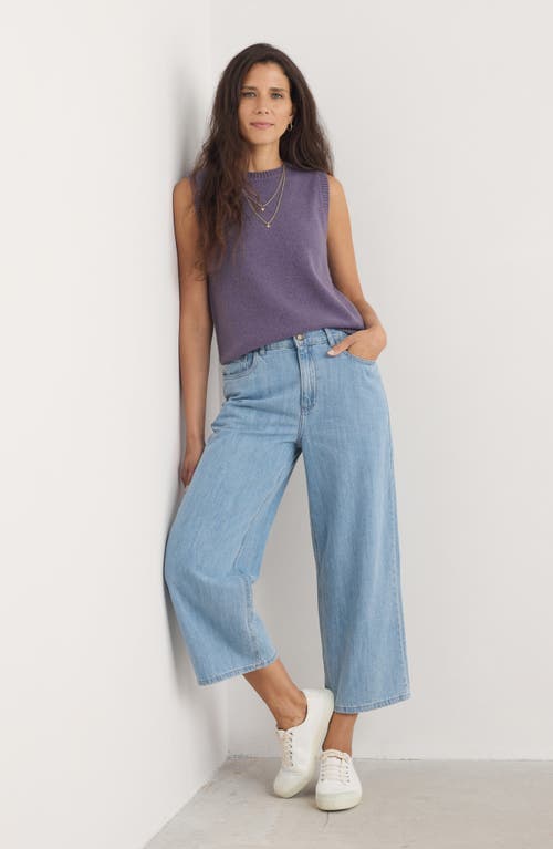 Seasalt Cornwall Barnes High Waist Wide Leg Crop Jeans In Light Wash Rain Slub