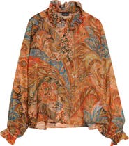 Etro Paisley Frill Collar Silk Button-Up Shirt
