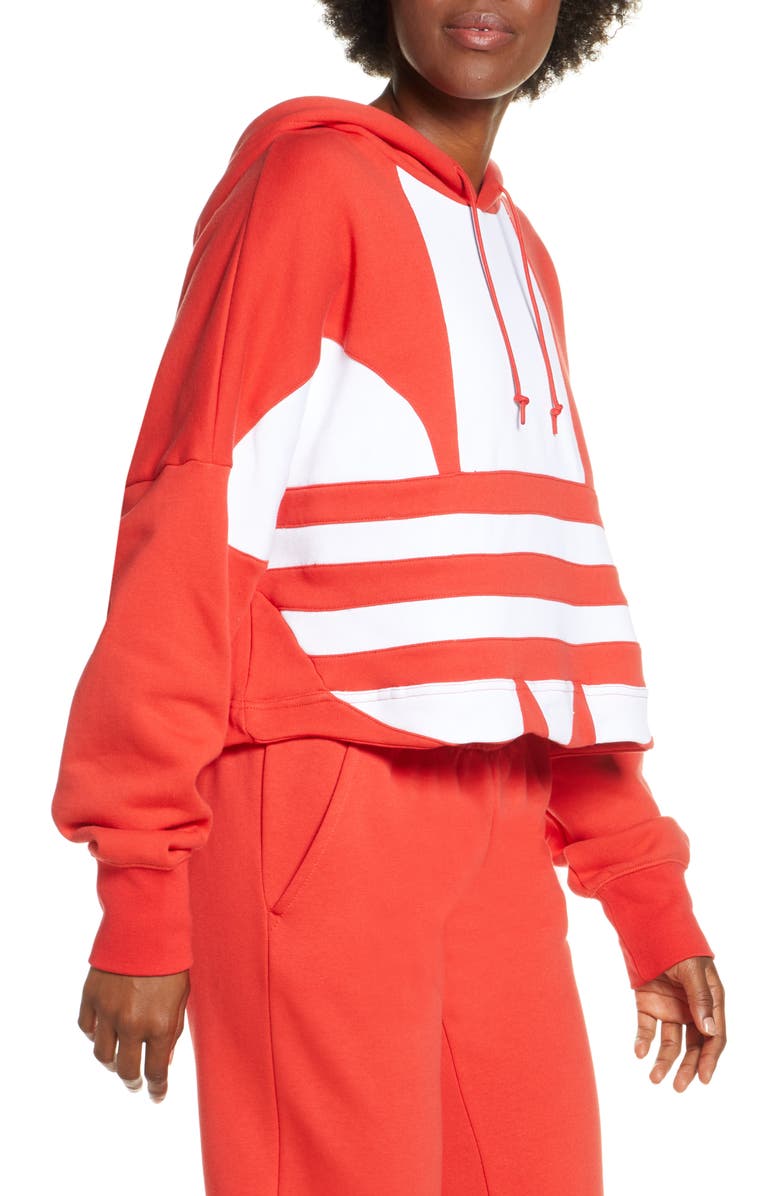 adidas Originals Big Trefoil Crop Hoodie, Alternate, color, 