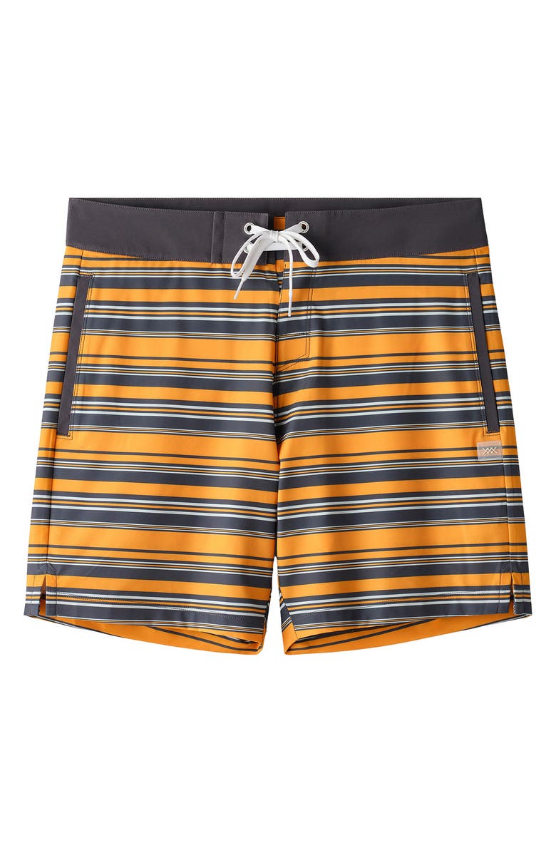 Rhone 7-Inch Point Break Water Repellent Board Shorts, Alternate, color, Autumn Gold Multi Stripe