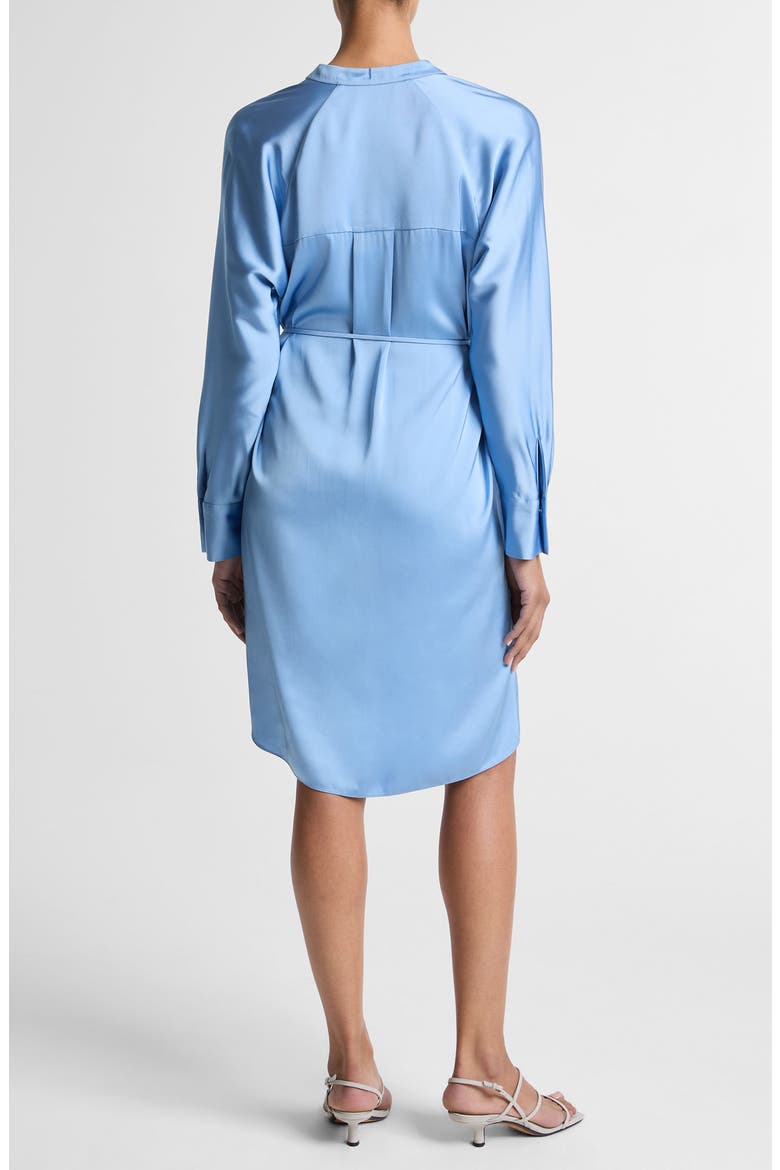Band Collar Long Sleeve Satin Dress, Alternate, color, HYDRA