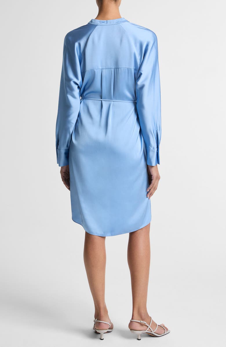 Vince Band Collar Long Sleeve Satin Dress, Alternate, color, Hydra