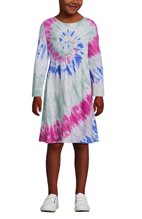 Girls Long Sleeve Gathered Waist Jersey Dress