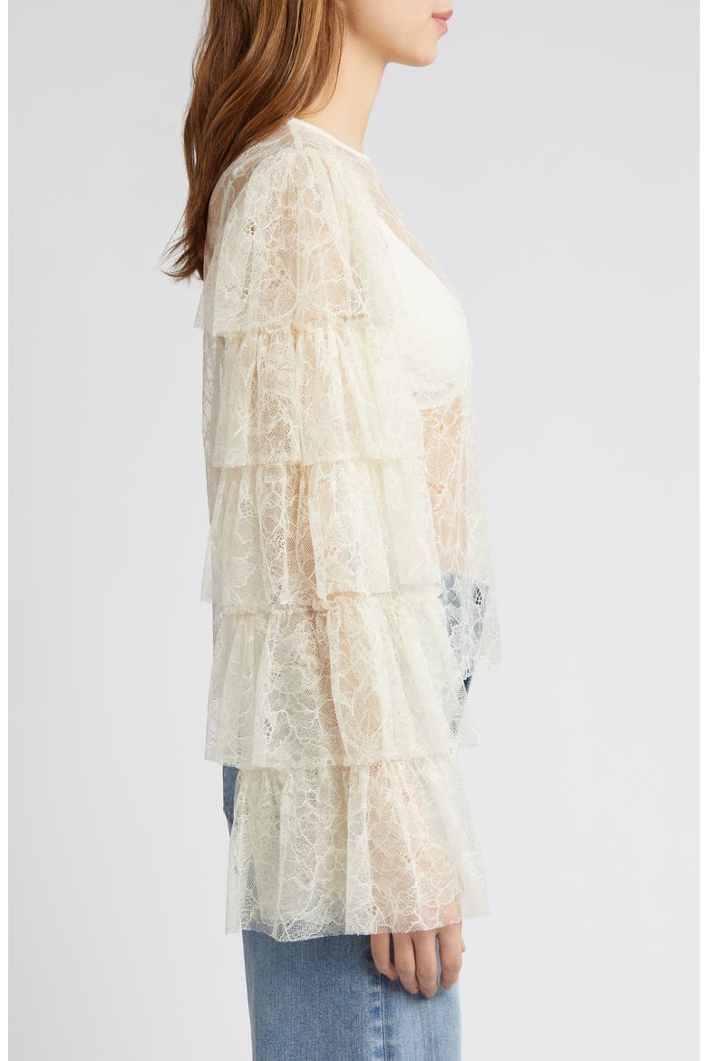 Ruffle Sleeve Lace Top, Alternate, color, CREAM