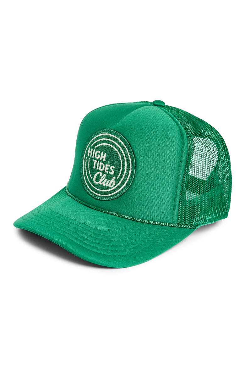 High Tides Club Trucker Hat, Main, color, GREEN