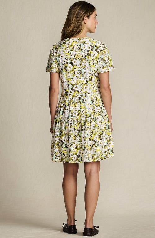 Lands' End Cotton Jersey Tiered Mini Dress In Green