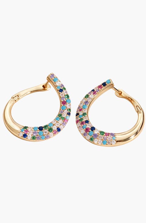 Crystal Pave Double Row Statement Hoop Earrings