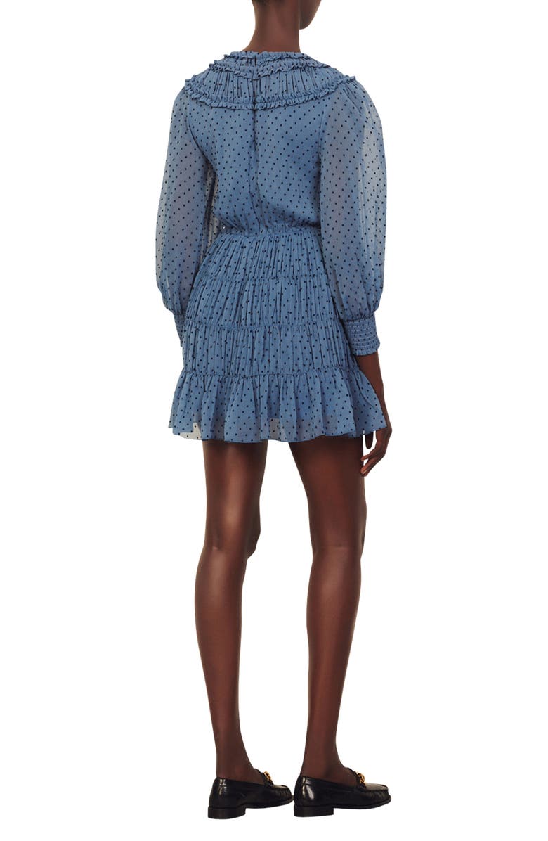 SANDRO Gwen Polka Dot Ruffle Dress, Alternate, color, Blue