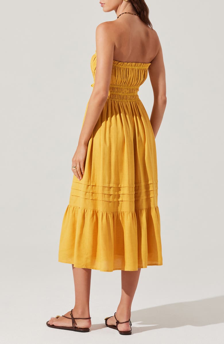 ASTR the Label Aubrie Strapless Midi Sundress, Alternate, color, Mustard