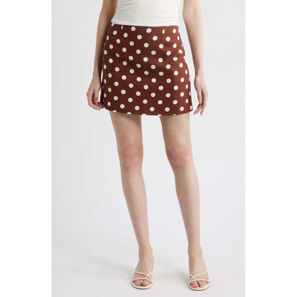 Wayf Elle Polka Dot Linen Blend Miniskirt