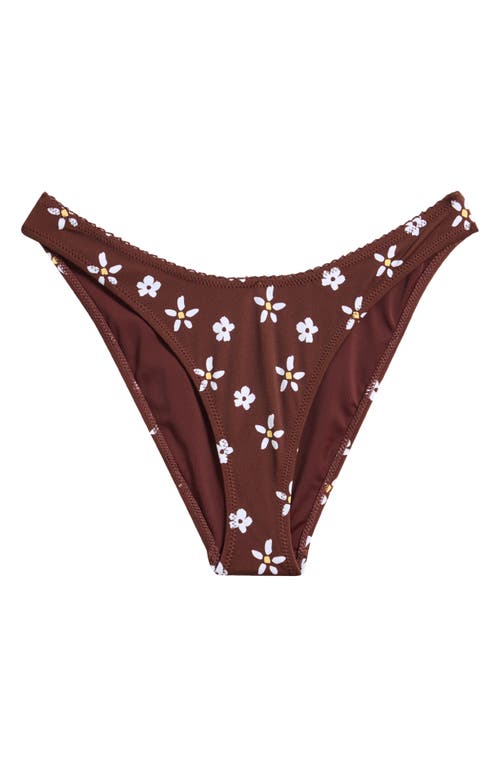 Pacsun Cas Daisy Print Bikini Bottoms In Brown
