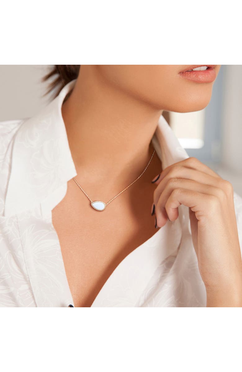 DELMAR Pear Cut Semiprecious Stone Pendant Necklace, Alternate, color, White