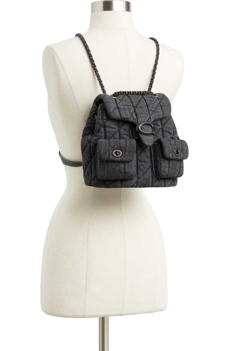 COACH Tabby Quilted Denim Backpack, Alternate, color,