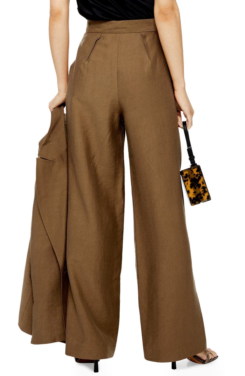 Topshop Raw Hem Wide Leg Trousers, Alternate, color,