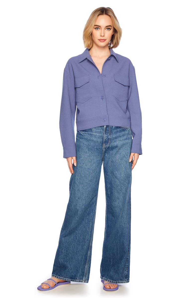 Susana Monaco Pebble Weave Button-Up Jacket, Alternate, color, Mediterranean