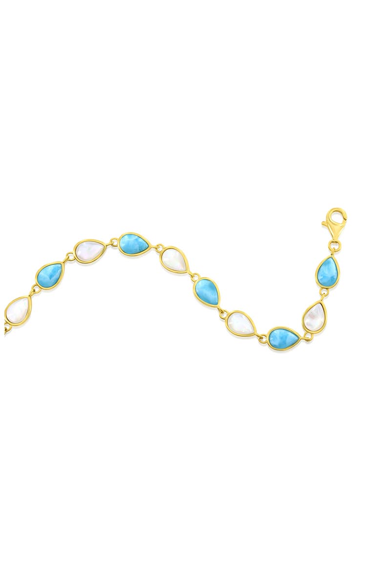 Mother-of-Pearl & Larimar Bracelet, Alternate, color, GOLD/BLUE