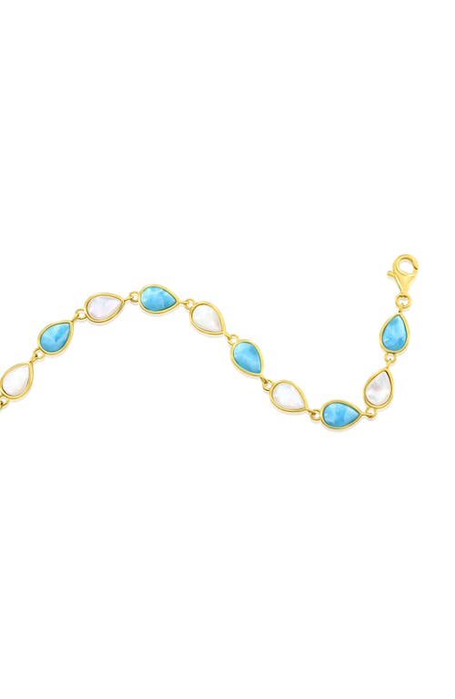 Simona Mother-of-pearl & Larimar Bracelet In Gold