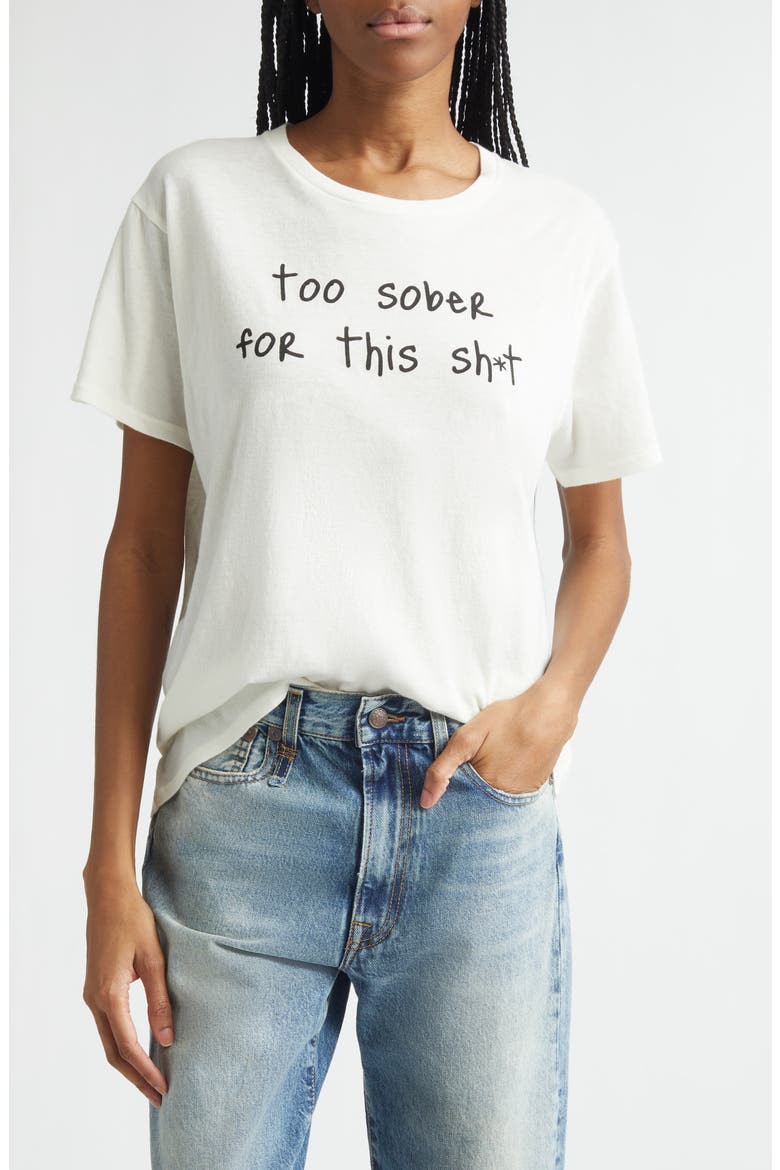 Too Sober Cotton & Cashmere Graphic T-Shirt, Main, color, ECRU WHITE