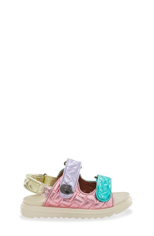 Kurt Geiger London Girls Pink Comb Kids Mini Orson Quilted Metallic-woven Sandals In Multi