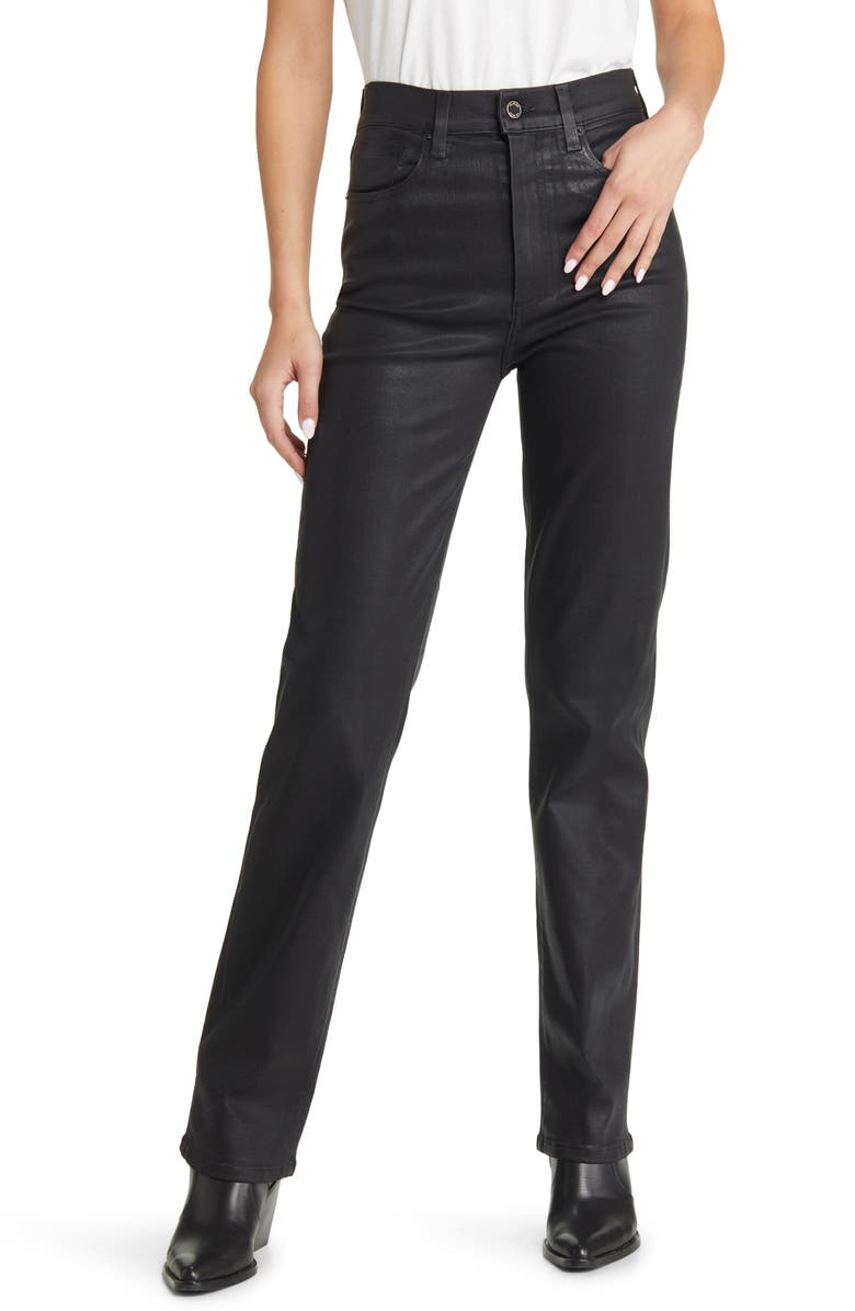 LE JEAN Sabine Coated Straight Leg Jeans, Main, color, 