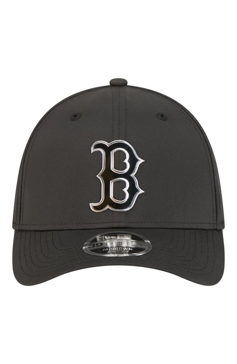 New Era Men's New Era  Black Boston Red Sox Metallic 39THIRTY M-Crown Flex Hat, Alternate, color, Black