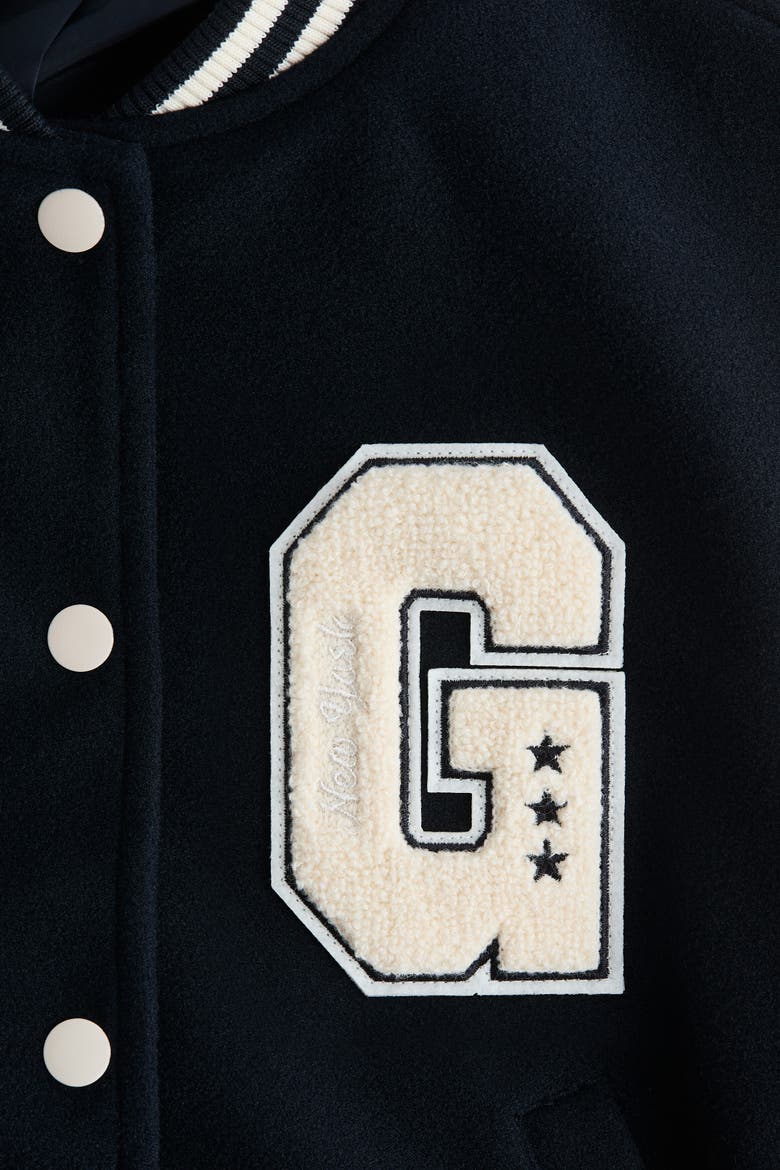 Appliquéd Baseball Jacket, Alternate, color, Navy blue/East District