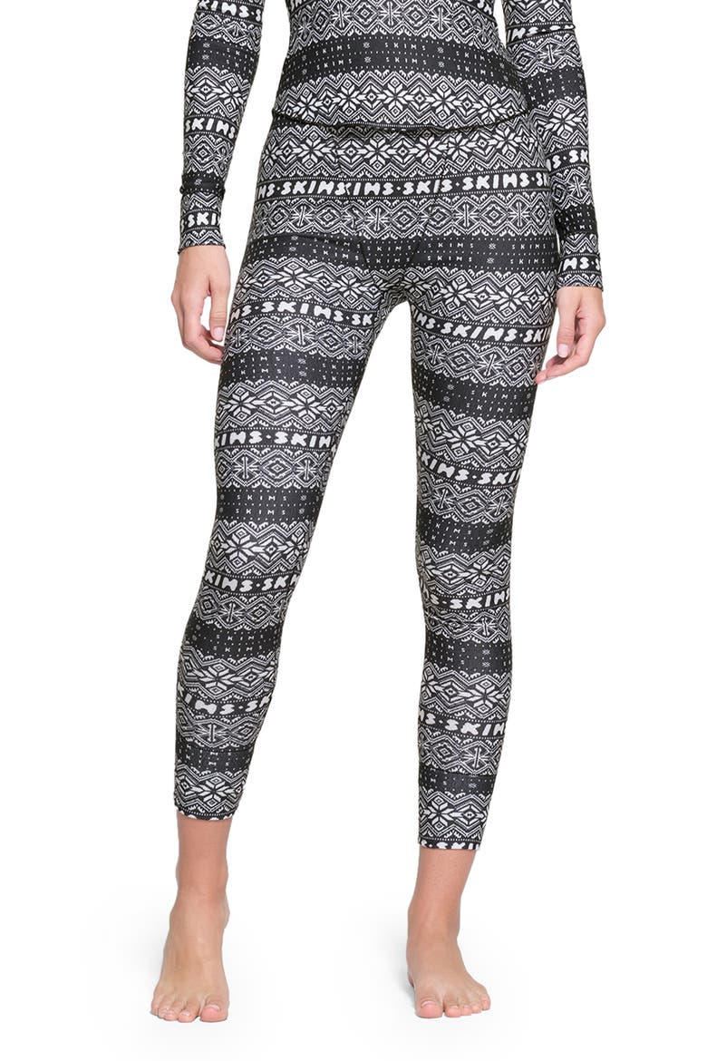 Logo Plush Pointelle Leggings, Main, color, ONYX FAIRISLE