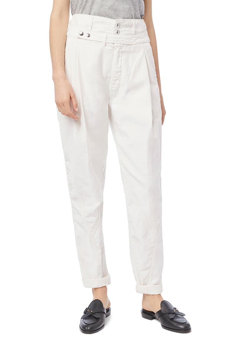Twist Seam Belted Tapered Trousers, Main, color, BLANC