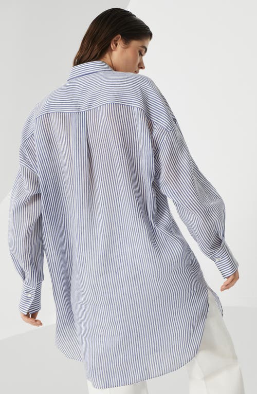 Brunello Cucinelli Long Shirt With Monili In Azure