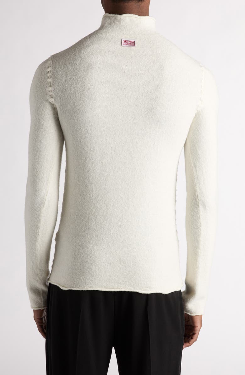 Bottega Veneta Mock Neck Distorted Knit Wool Henley Sweater, Alternate, color, 9071 Chalk