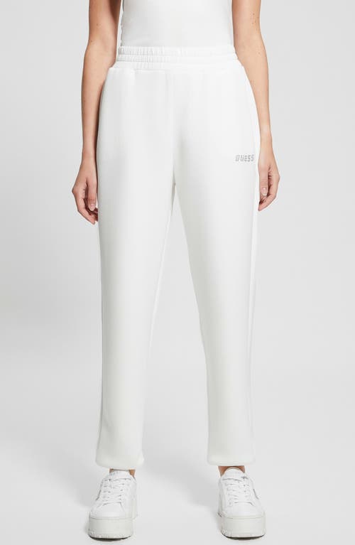 Guess Women's Cecelia Scuba Rhinestone-logo Jogger Pants In Ocean Salt