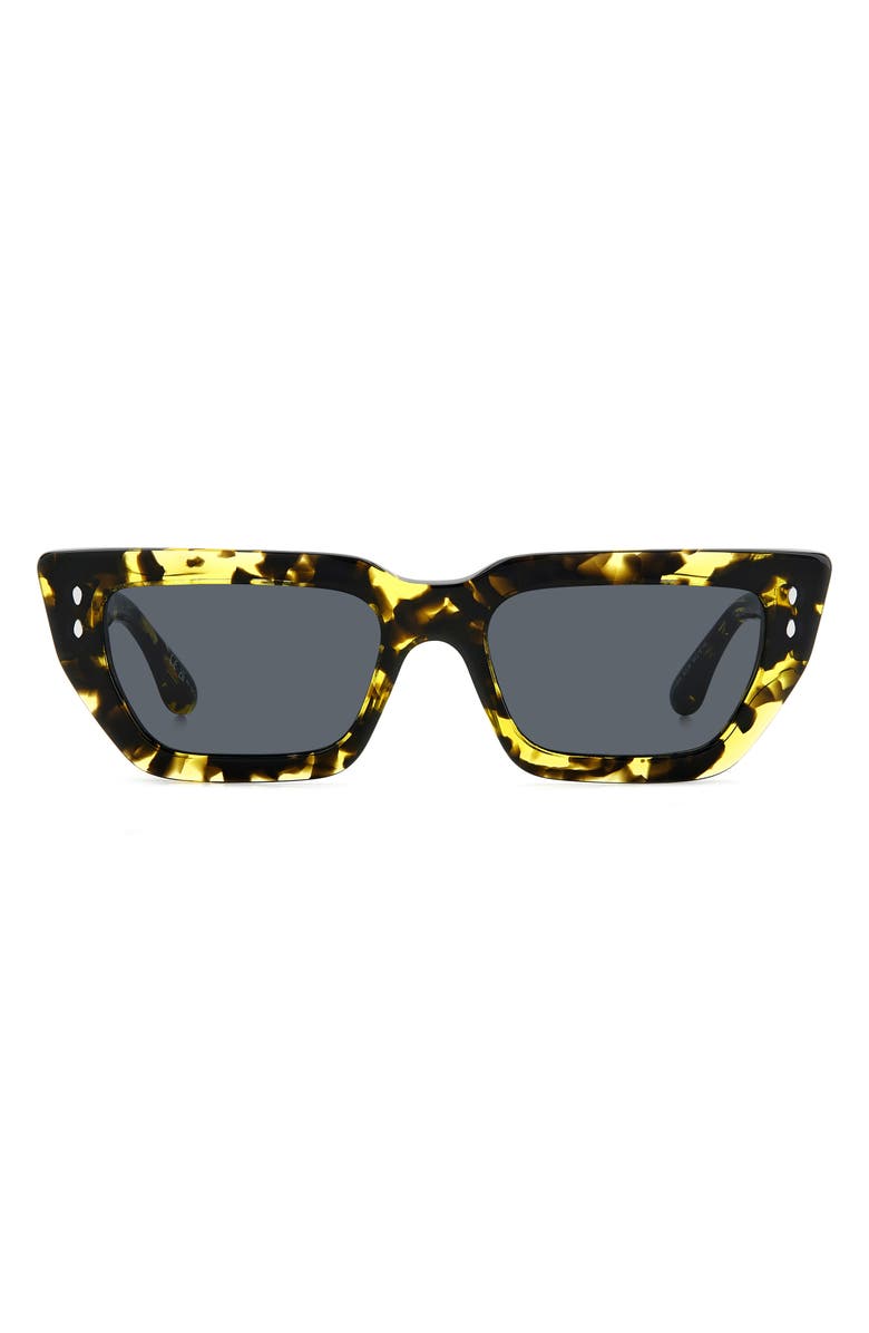 Isabel Marant 54mm Rectangular Sunglasses, Main, color, Yellow Havana